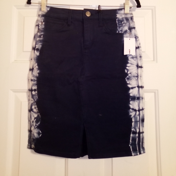Skinnygirl Navy and White Tie-Dye Pencil Skirts Size Small - Picture 1 of 4